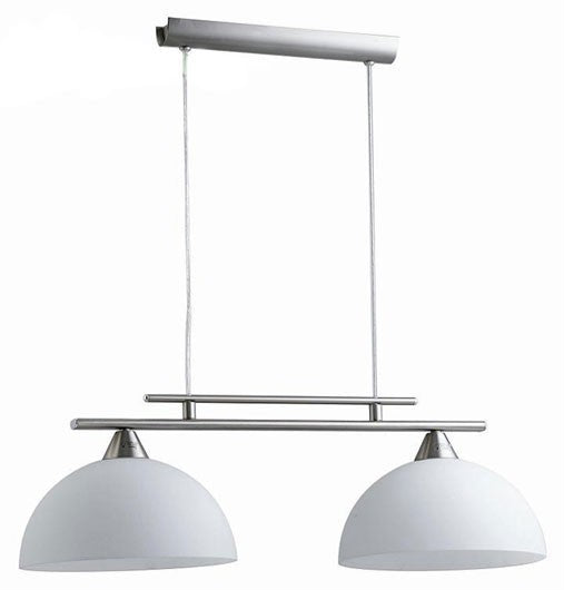 Lampadario Vetro Metallo Moderno 2 Luci E27 Salotto Cucina a Sospensione V.L