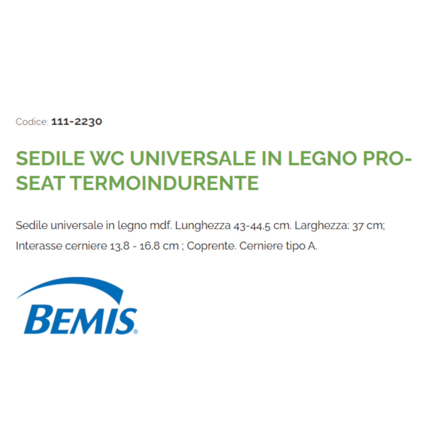 Sedile Wc Universale Pro-Seat in Legno MDF Termoindurente Copriwater Bianco D.X