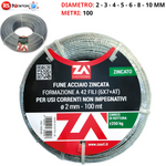 Fune Cavo Corda Acciaio ZINCATO TRIFOLI Rotolo 100M Ø 2 3 4 5 6 8 10 mm VBS