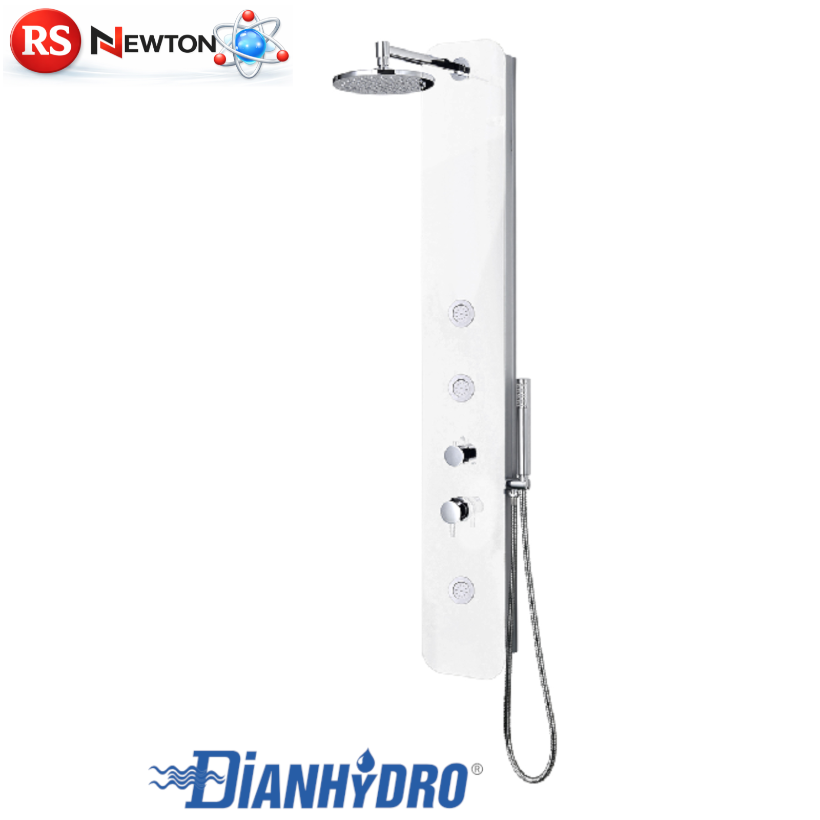Colonna Pannello Doccia BALI in Vetro Temperato Bianco Lucido MULTIFUNZIONE D.X