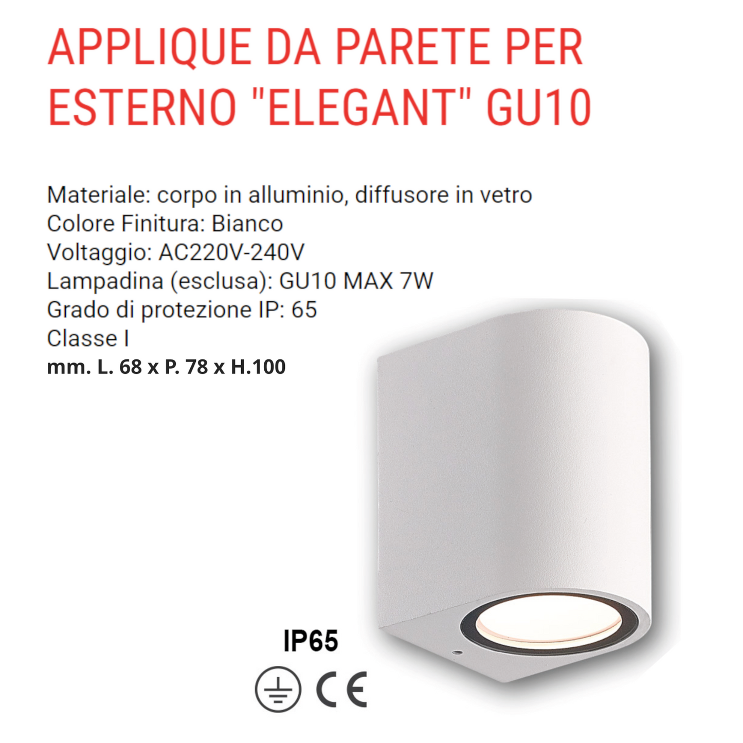 Plafoniera Led Esterno Faretto Luce a Parete Muro Lampada Applique Moderno VBS