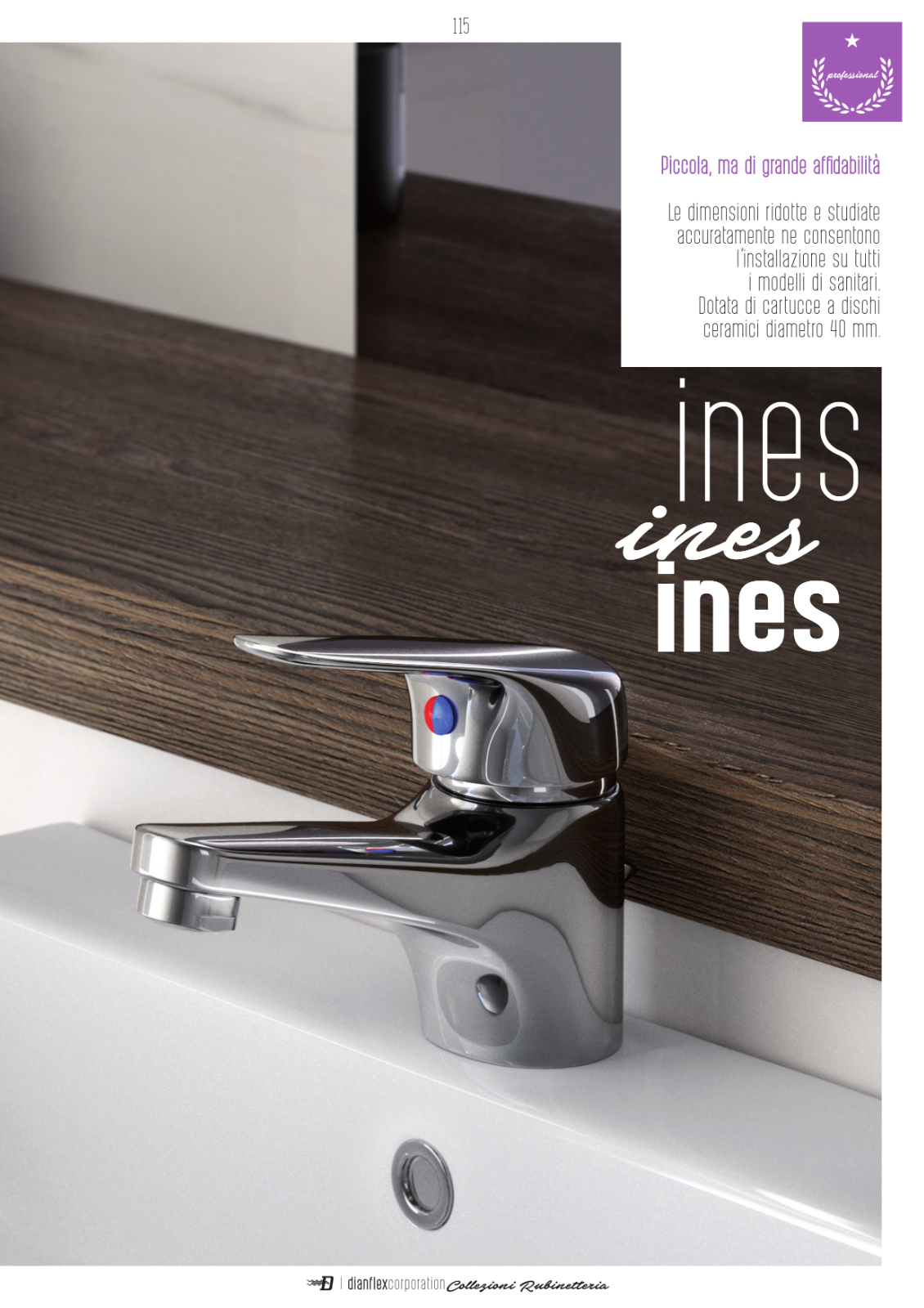 Miscelatore Rubinetto Bagno Lavabo Bidet Vasca Doccia Ottone Cromo INES D.X