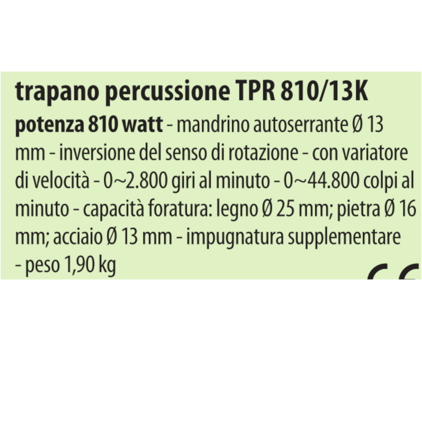 Trapano A Percussione 810W Reversibile Mandrino 13mm Professionale 1.9 Kg VBS