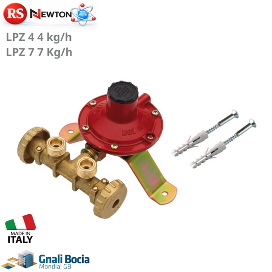 Minicentralina GPL 2 Bombole LPZ4 LPZ7 4-7 Kg/h Regolatore Gas con Staffa D.X