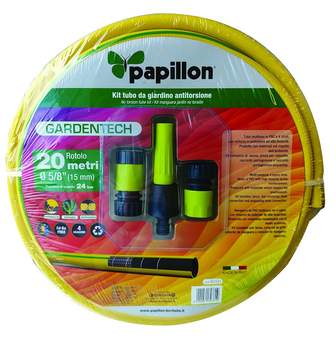 Tubo Giardino Acqua Magliato + KIT Pompa Irrigazione Prato 20M in Pvc VBS