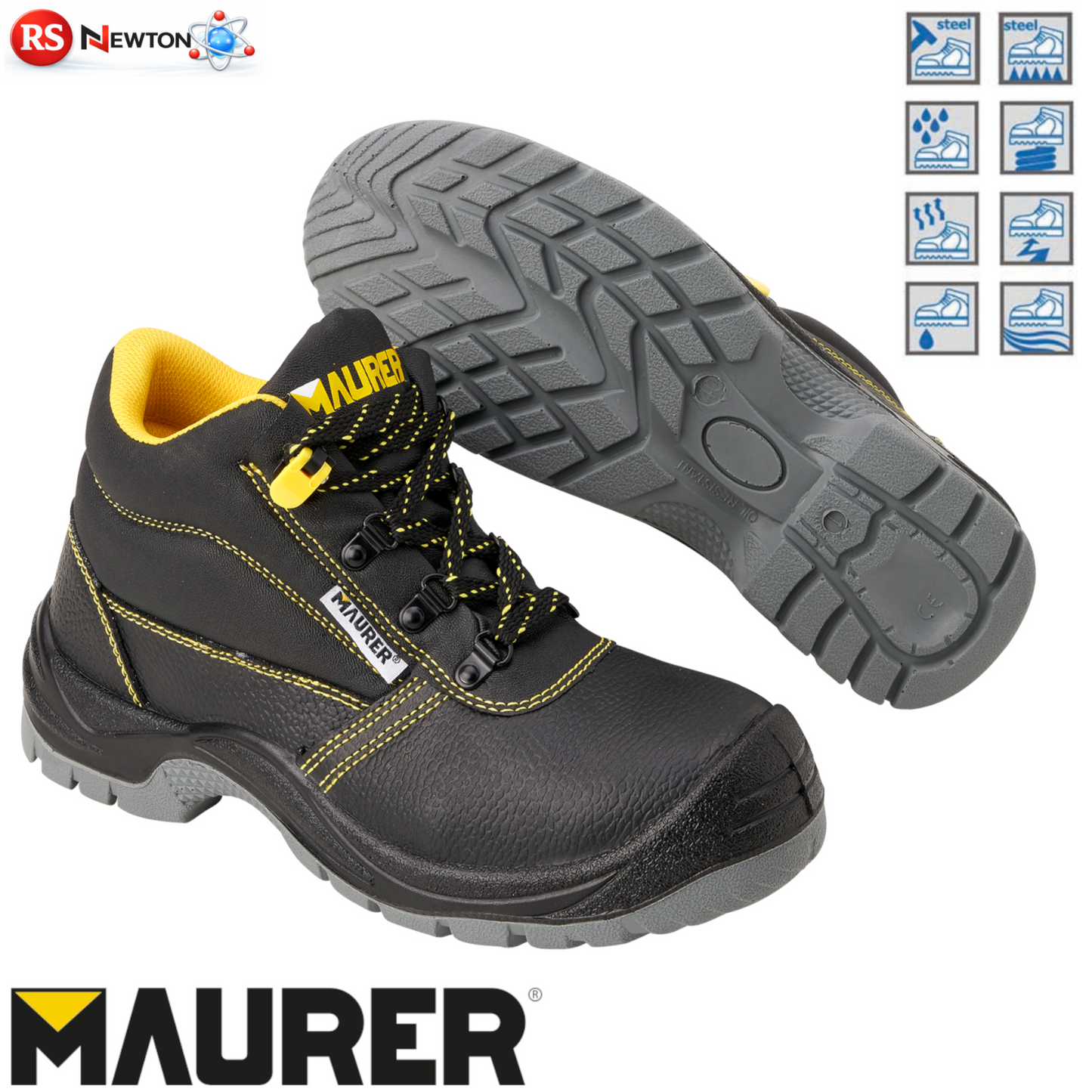 Scarpe Antinfortunistiche Alte Pelle S3 MAURER Puntale Acciaio Uomo Lavoro VBS