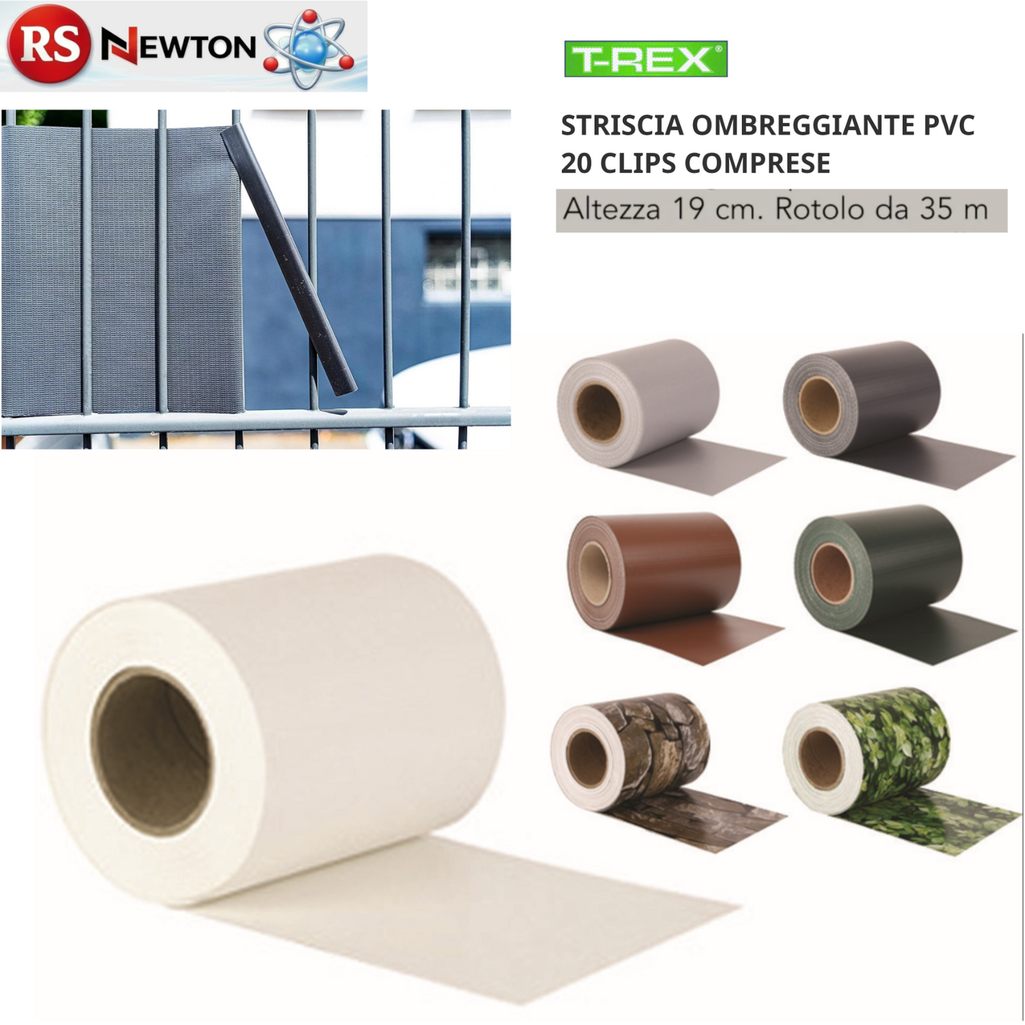Strisce PVC Frangivista Balcone Ringhiera Cancello Fascia Frangivento 19x35m G.F