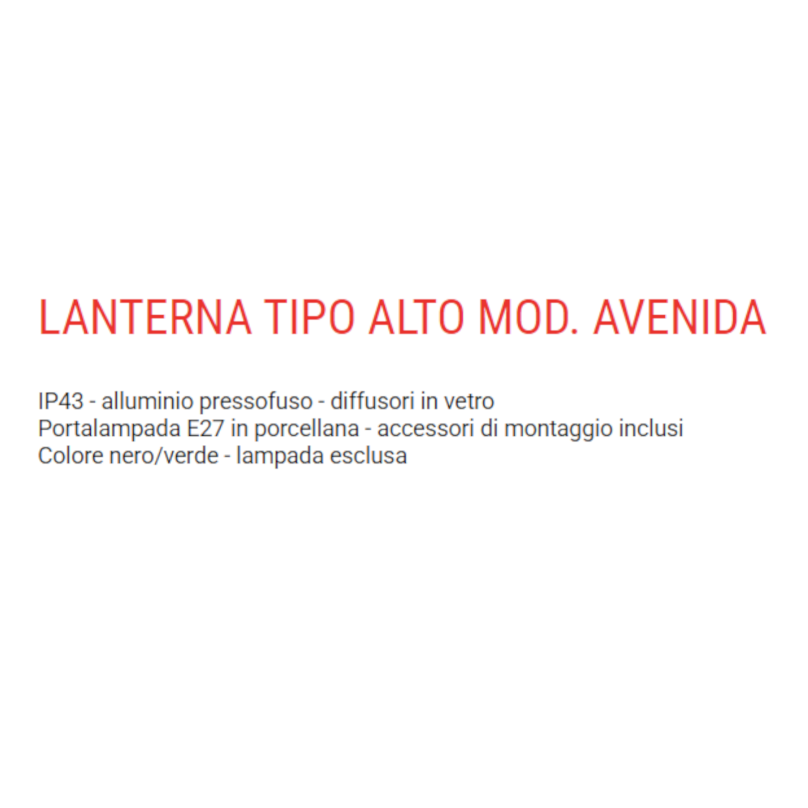 Lanterna Esterno Alta Nero Verde Vintage Lampada Alluminio Giardino Parete VBS