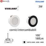 Faretto LED Incasso 3W Rotondo Faretti Bianco Nero CCT Selezionabile 220V V.L