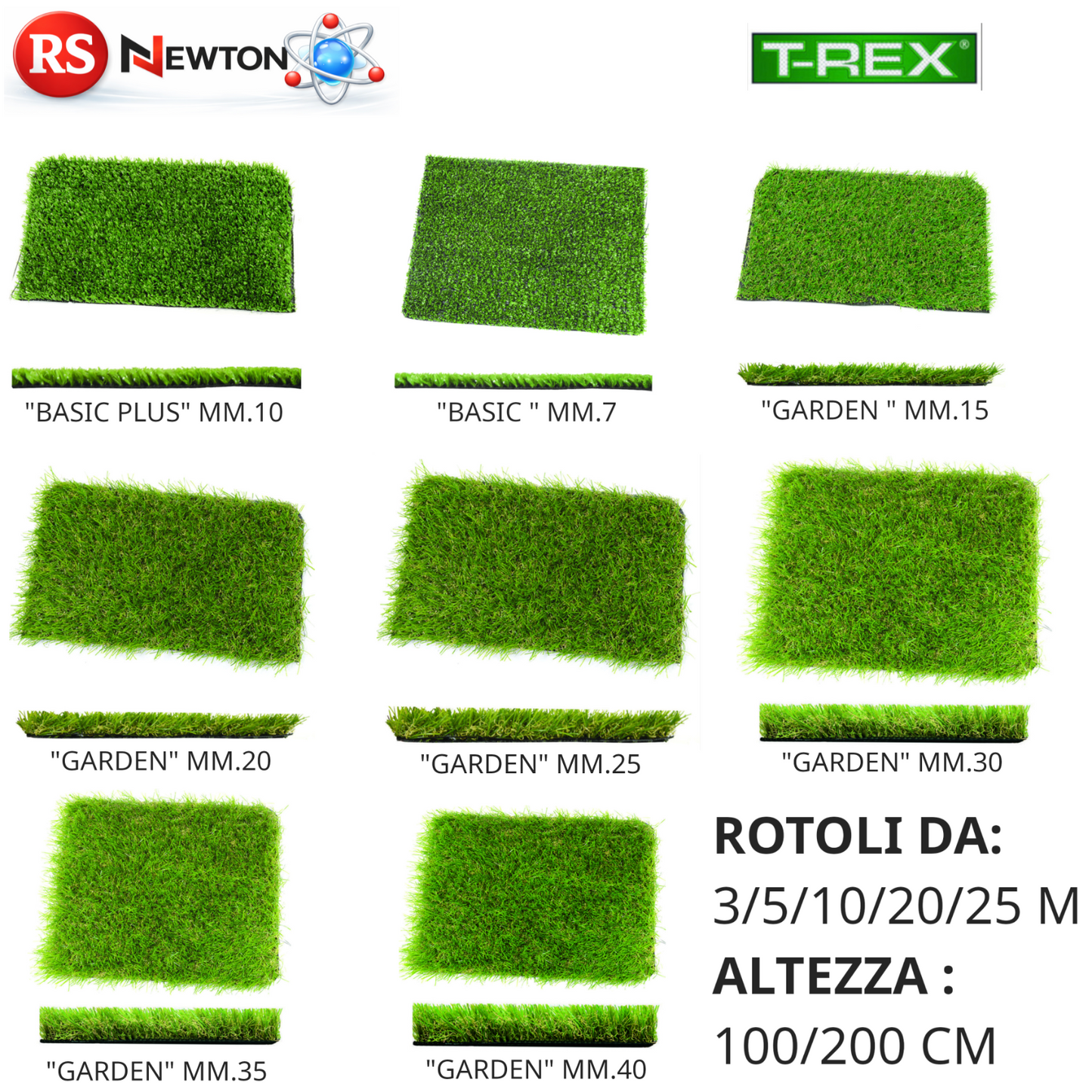 Prato Artificiale Tappeto Sintetico Erboso Rotolo Erba Sintetica Verde h1-2M G.F