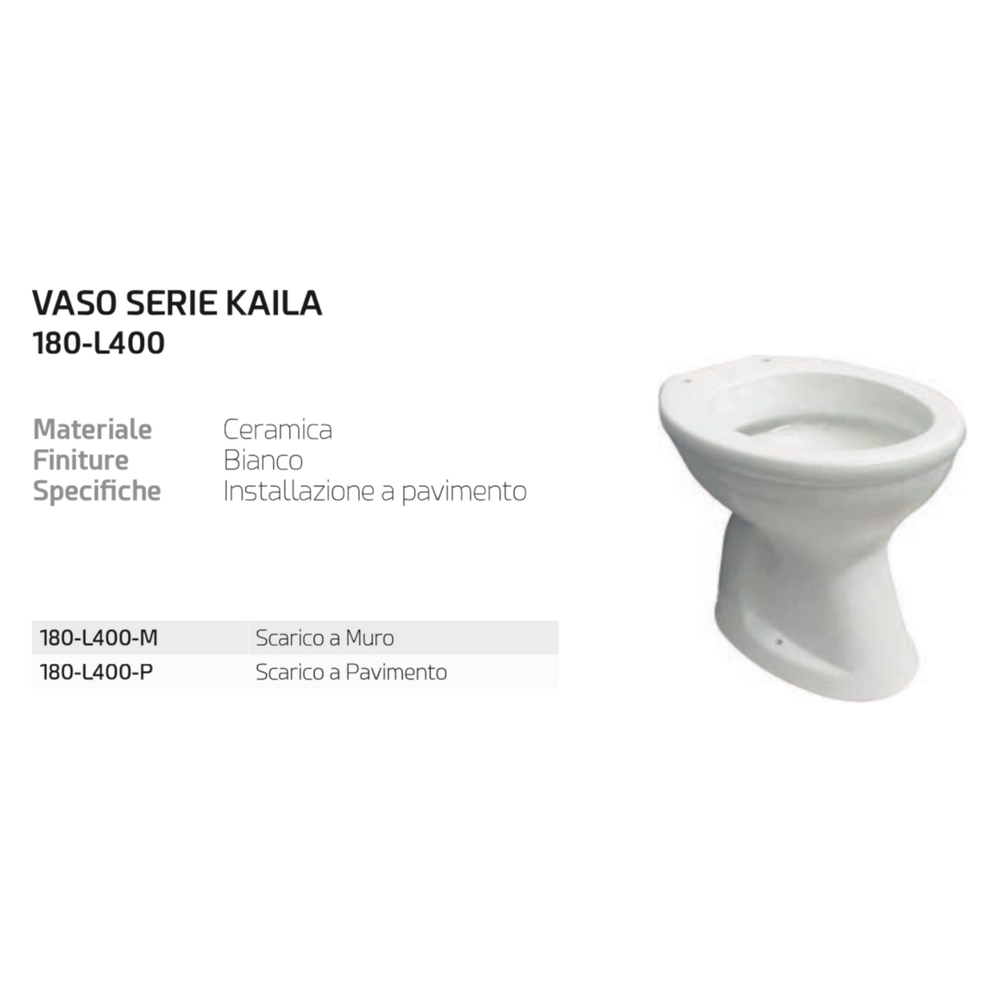 Vaso WC LINPHA Kaila Ceramica Bianco Sanitari Bagno Scarico Muro Pavimento D.X