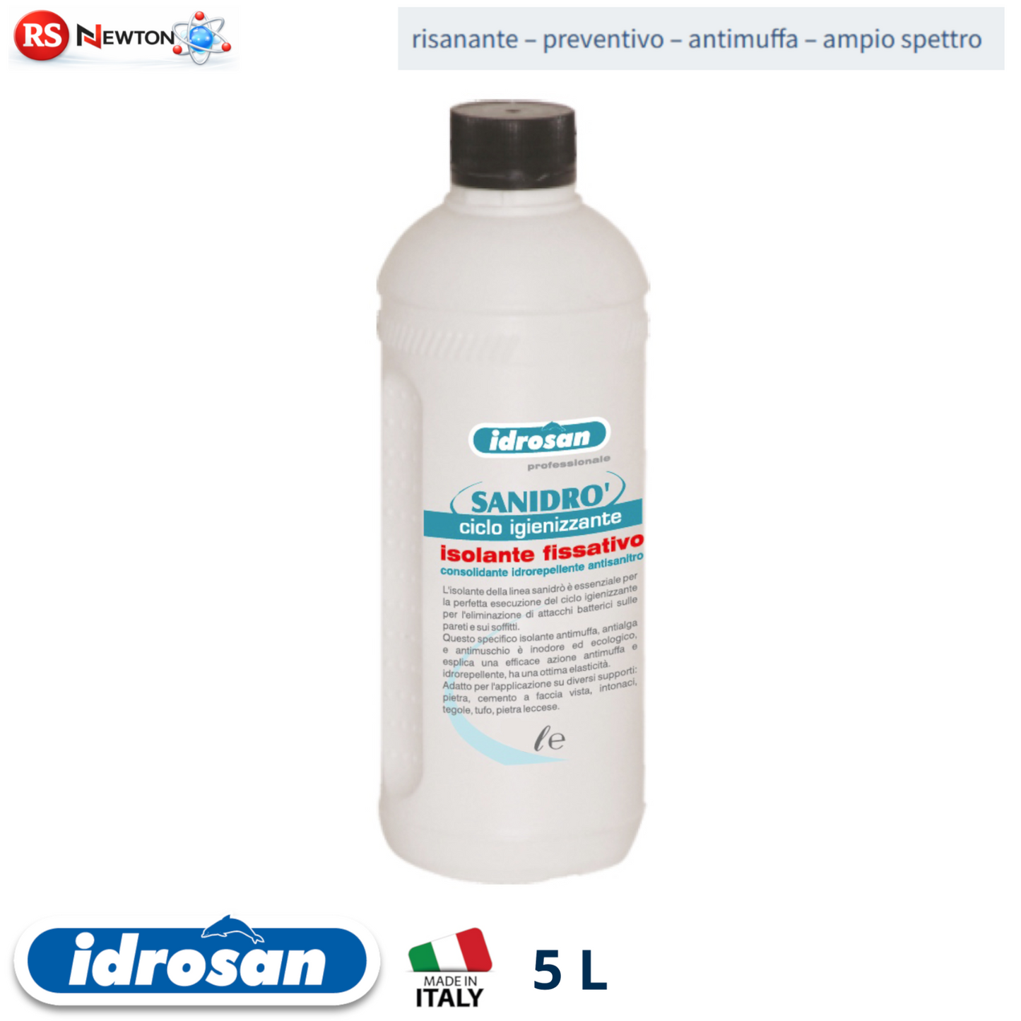 Fissativo Antimuffa Isolante SANIDRÒ Antisalnitro Professionale Pareti 5L I.D
