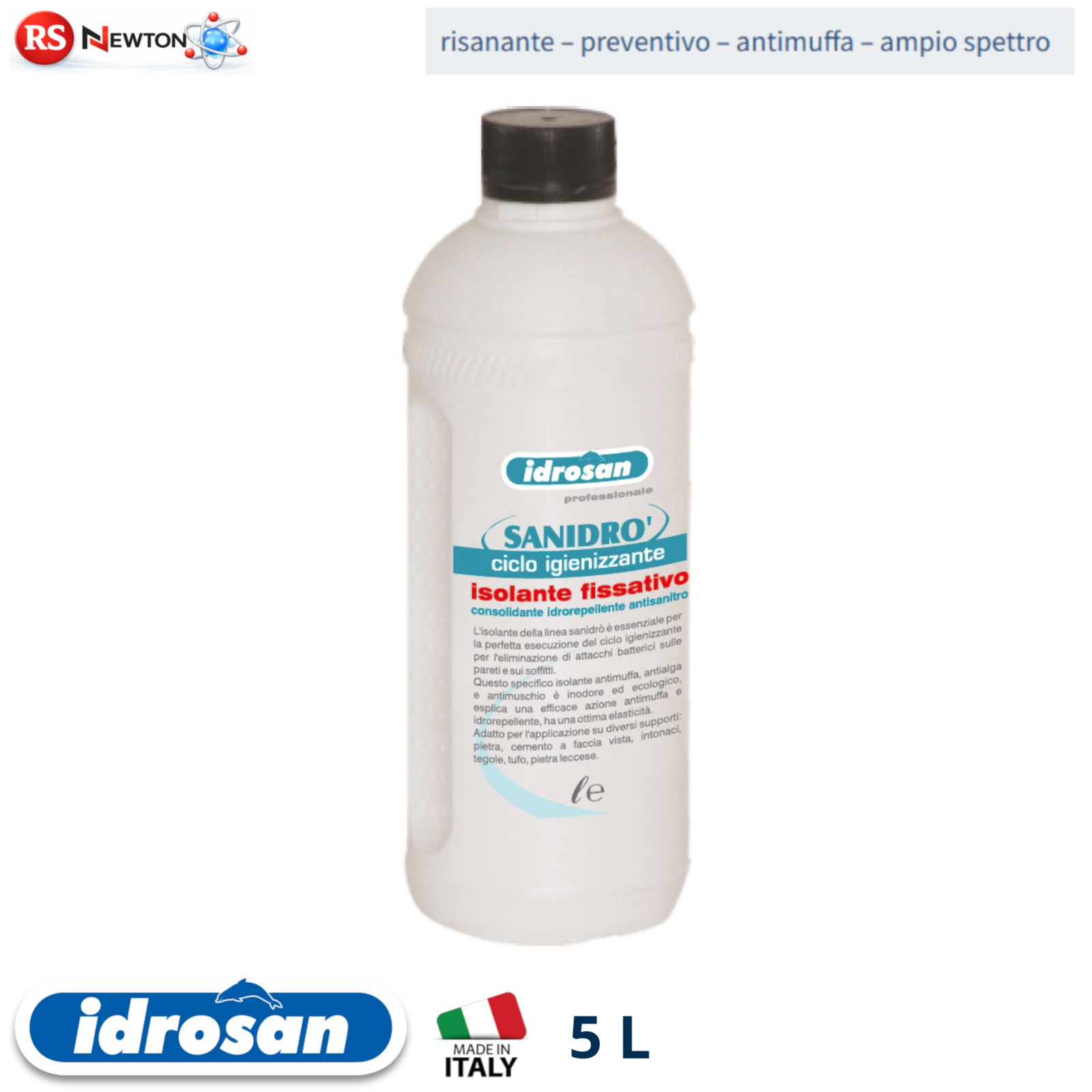 Fissativo Antimuffa Isolante SANIDRÒ Antisalnitro Professionale Pareti 5L I.D
