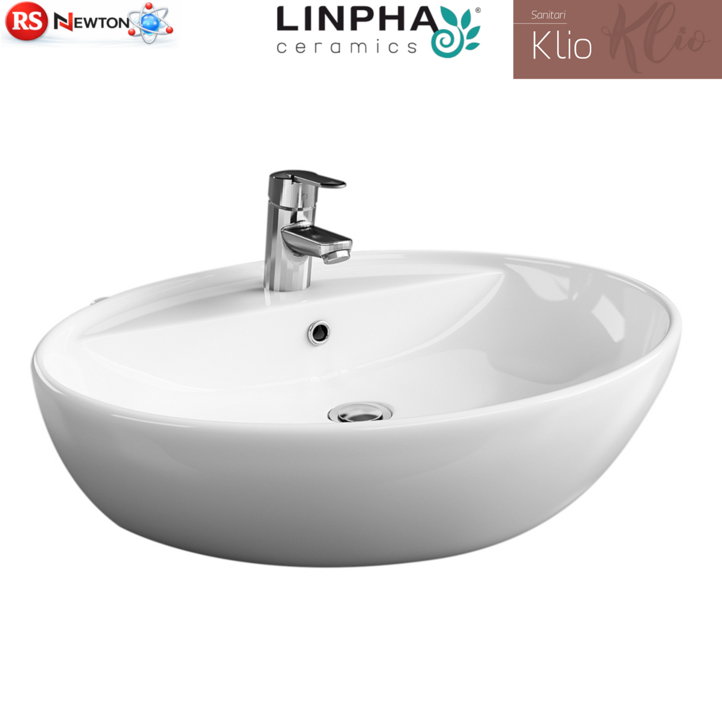 Lavabo Bagno 57cm LINPHA Klio Ceramica Sospeso Appoggio Bianco Salvaspazio D.X
