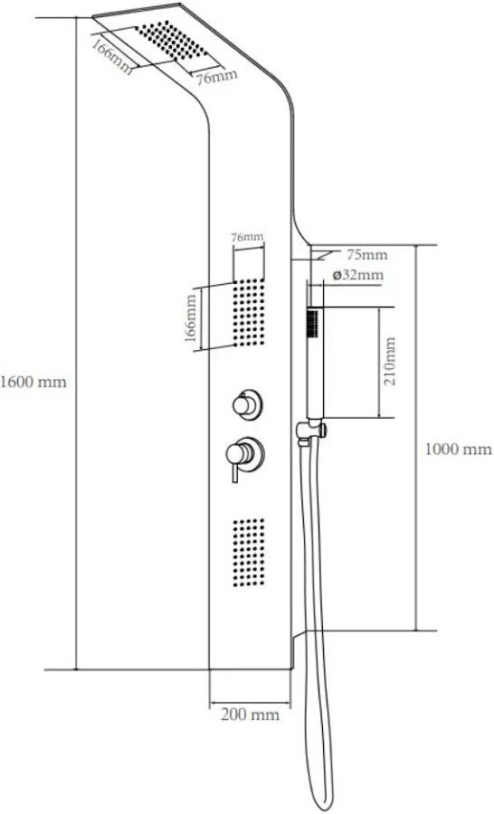 Doccia Multifunzione Bianco Lucido Colonna In Alluminio 20xH160 cm D.X
