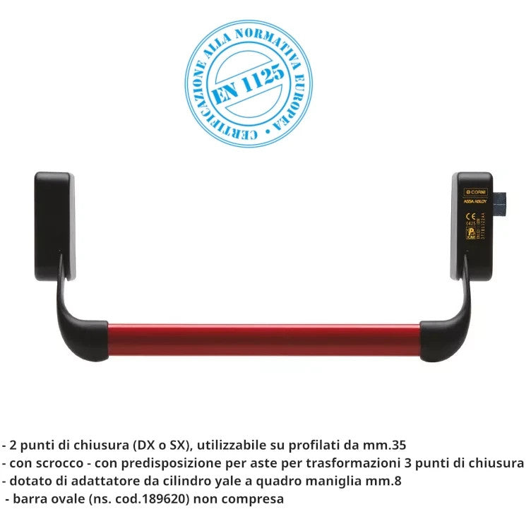 Maniglione Antipanico CORNI Kit PUSH Barra Rossa 120cm Aste Porte Sicurezza G.F