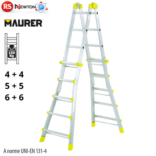 Scala Telescopica Multiuso Alluminio MAURER 4+4 5+5 6+6 Gradini a Norma UE VBS