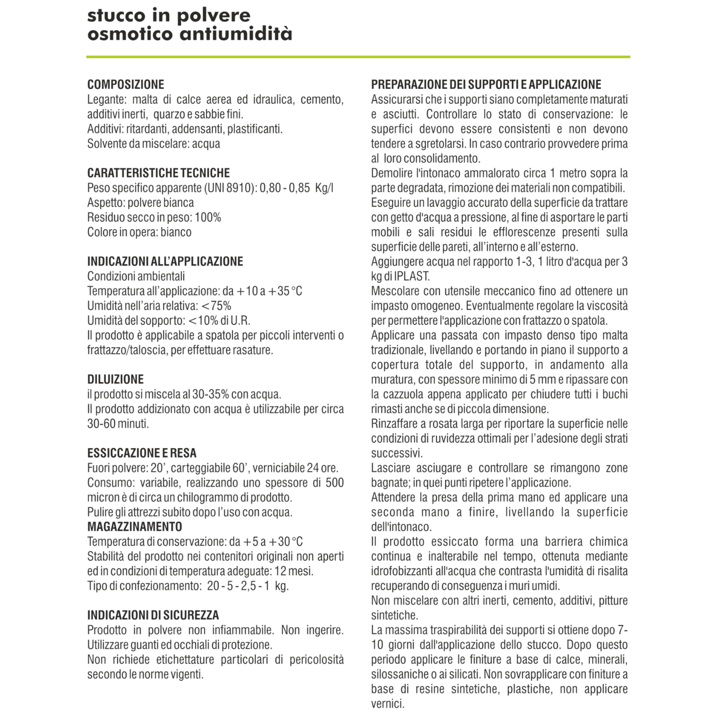 Stucco Osmotico Bianco Antiumidità 5Kg Interni Esterni Anti Infiltrazioni I.D