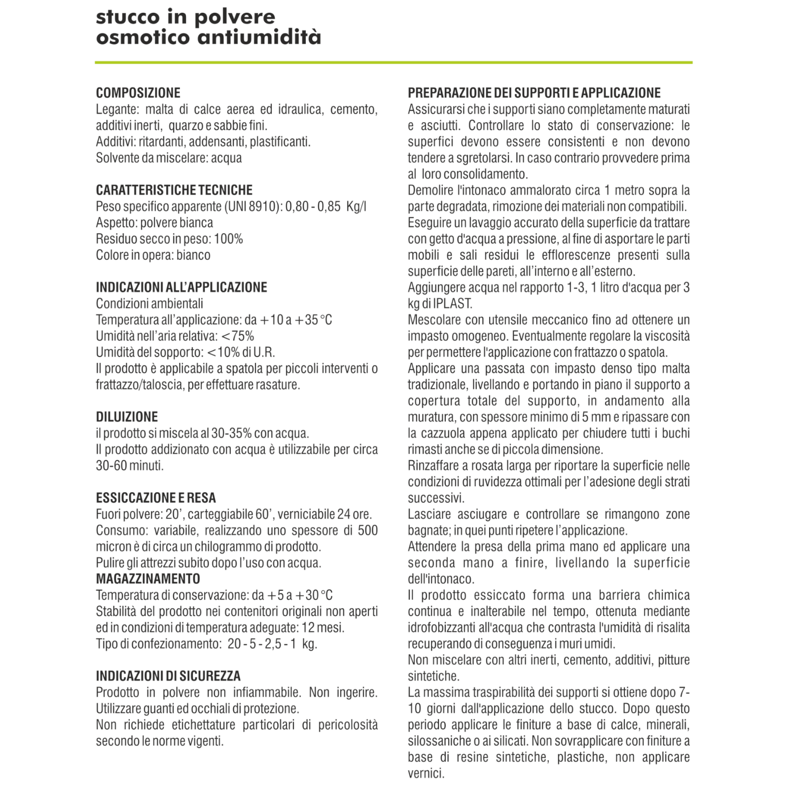 Stucco Osmotico Bianco Antiumidità 5Kg Interni Esterni Anti Infiltrazioni I.D