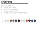Lavabo Bagno Da Appoggio Rotondo NYMO Ø36cm Ceramica Moderno Ultra Sottile D.X