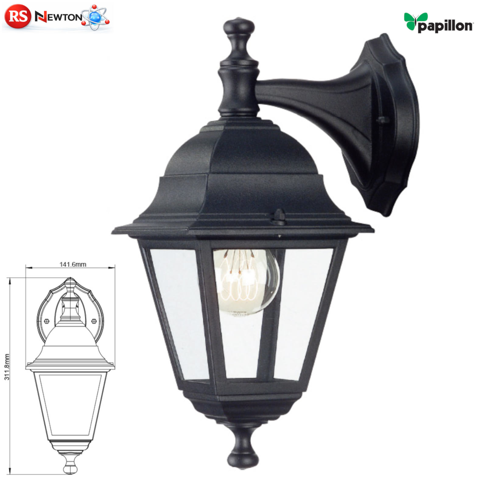 Lanterna Esterno Mini Bassa Nera Lampada Vintage Alluminio Giardino Parete VBS