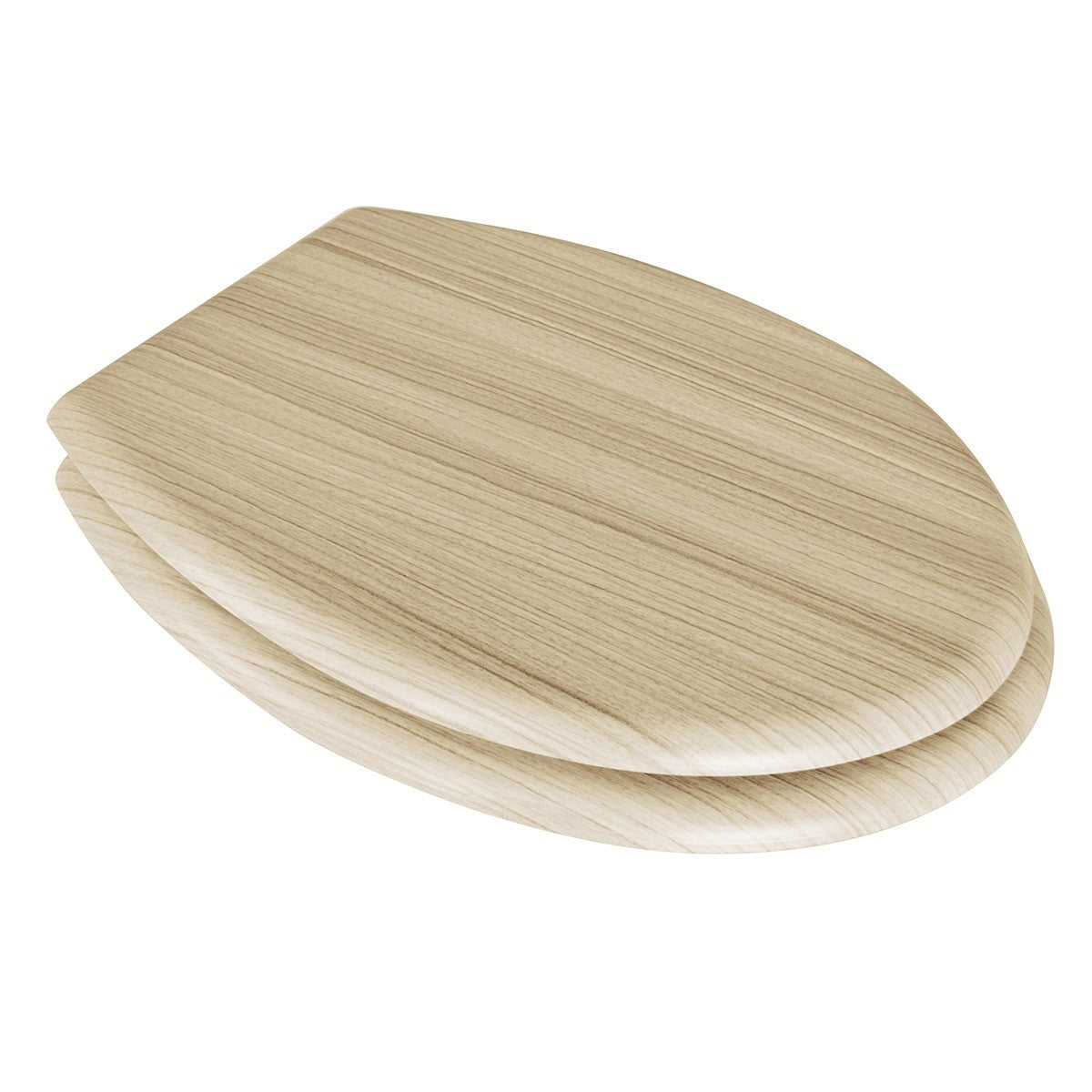 Sedile WC Universale Legno Rovere Sbiancato Cerniere Regolabili Copriwater D.X