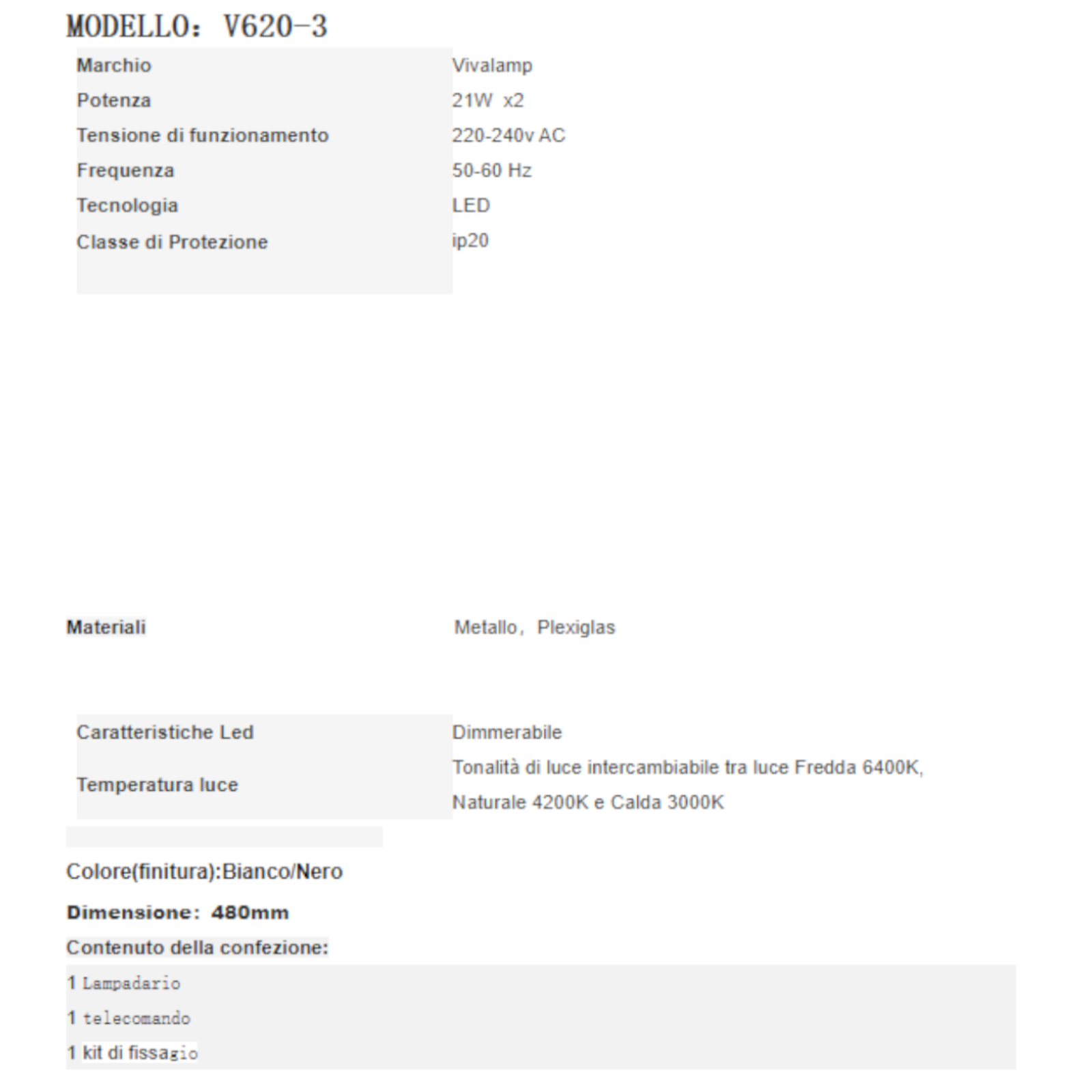 Plafoniera LED Moderna 42W Dimmerabile Telecomando 3 Colori Luce 480mm V.L