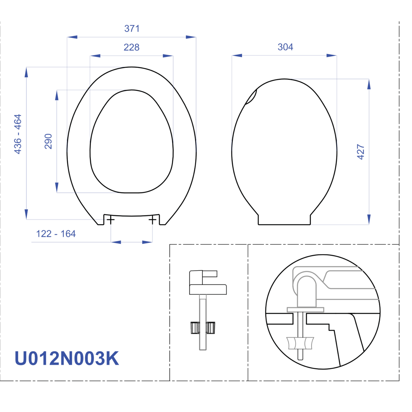Sedile WC LINPHA Kaila Copriwater Bianco Termoindurente Cerniere Regolabili D.X