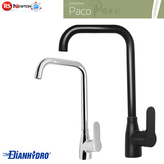 Rubinetto Cucina Canna Quadra Girevole Miscelatore Moderno Cromo Nero Opaco D.X