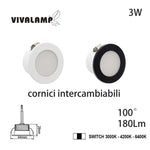 Faretto LED Incasso 3W Rotondo Faretti Bianco Nero CCT Selezionabile 220V V.L