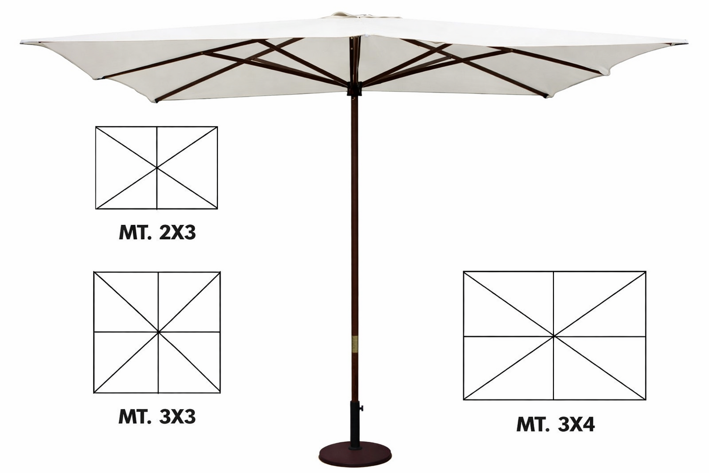 OMBRELLONE DA GIARDINO 2x3 3x3 3x4 M. Palo Ø48mm Top Bianco Super Resistente G.F