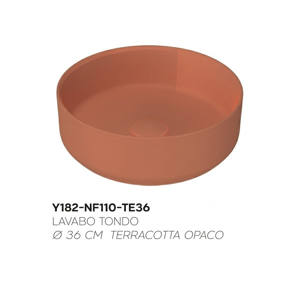 Lavabo Bagno Da Appoggio Rotondo NYMO Ø36cm Ceramica Moderno Ultra Sottile D.X