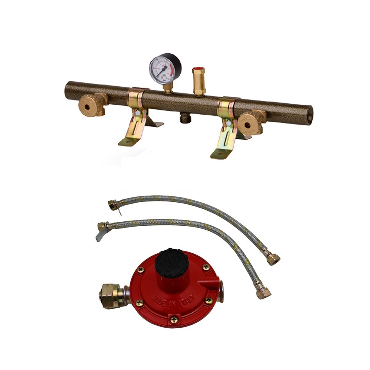 Centralina GAS GPL 2 Bombole con Manometro Valvola e Flessibile LPZ4V W20 D.X