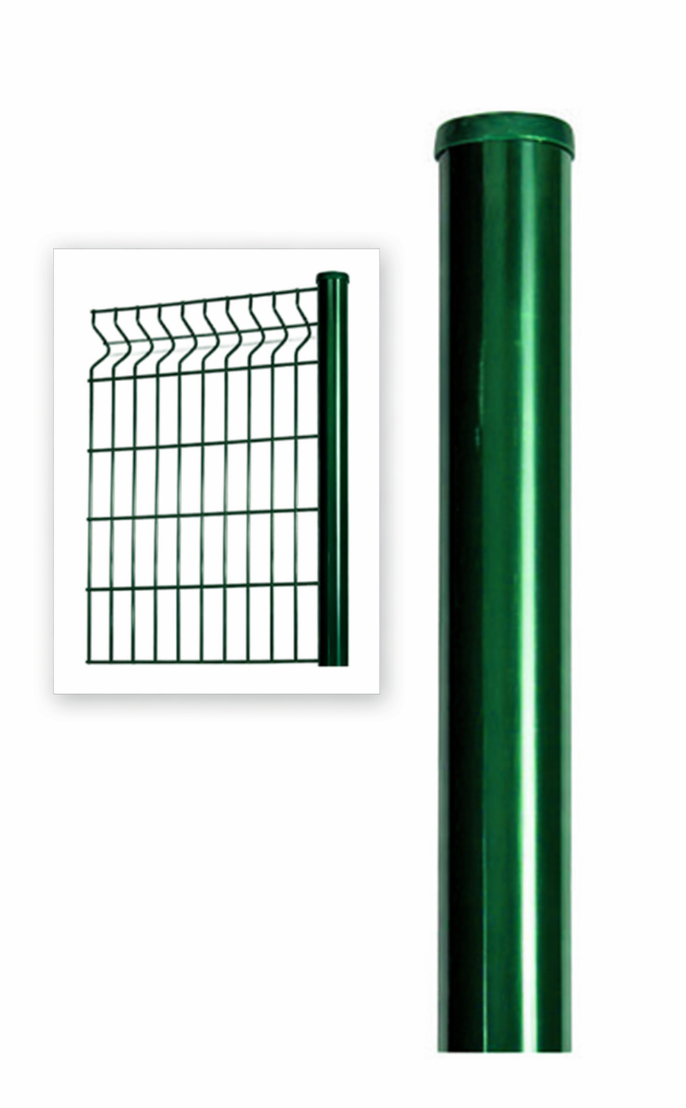 Palo Tondo per Pannelli Border Ø48 mm Verde Plastificato Recinzione H110-250 VBS