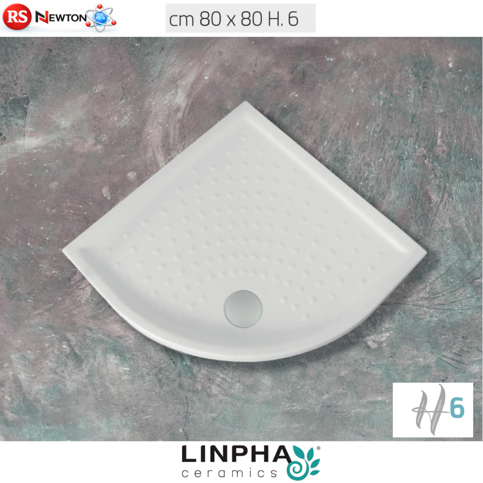 Piatto Doccia Angolare Ceramica Bianco 80x80 H6 R52 Foro90 Slim Bagno Doccia D.X