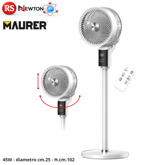 VENTILATORE PIANTANA 25CM 45W OSCILLAZIONE 3D TELECOMANDO TIMER SILENZIOSO VBS