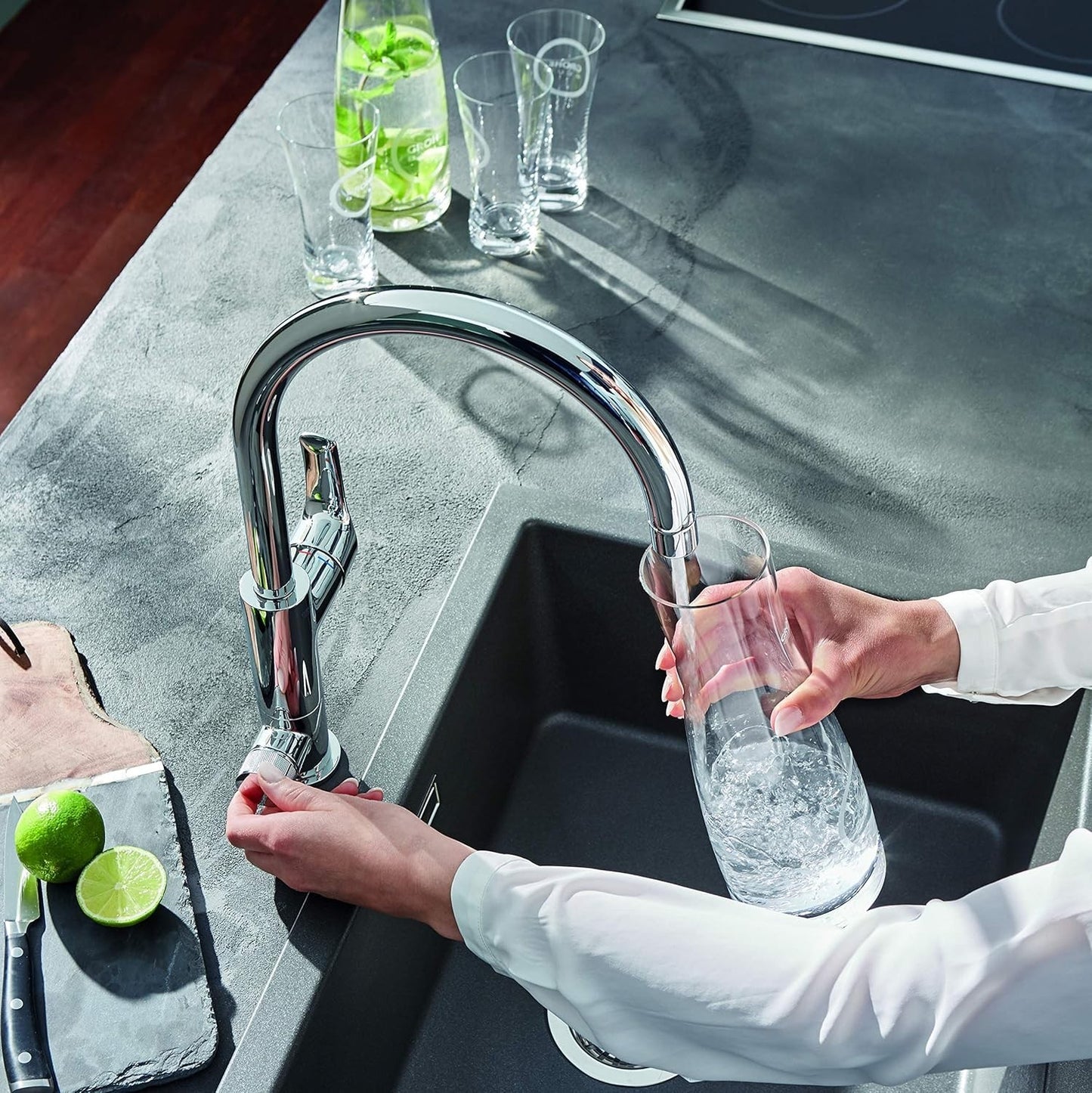 Rubinetto Miscelatore Per Lavello Cucina GROHE PURE Con Sistema Filtro Acqua D.X