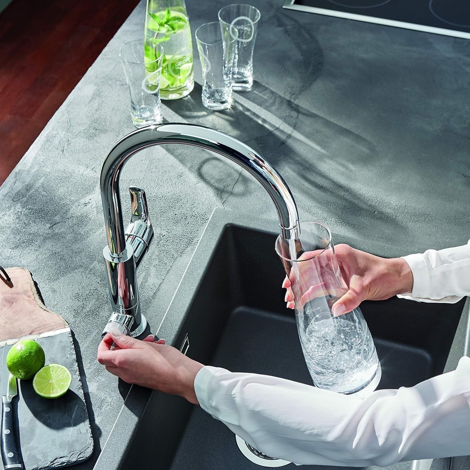 Rubinetto Miscelatore Per Lavello Cucina GROHE PURE Con Sistema Filtro Acqua D.X
