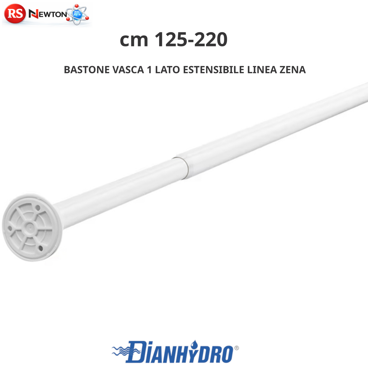 Bastone Vasca Da Bagno Doccia Telescopico Tenda Asta in Alluminio 125-220CM D.X