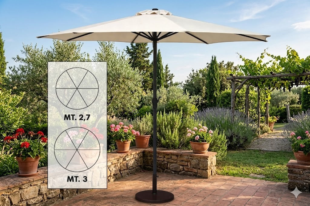 OMBRELLONE Da Giardino Patio Tondo 270 300 cm in Metallo Con Manovella G.F