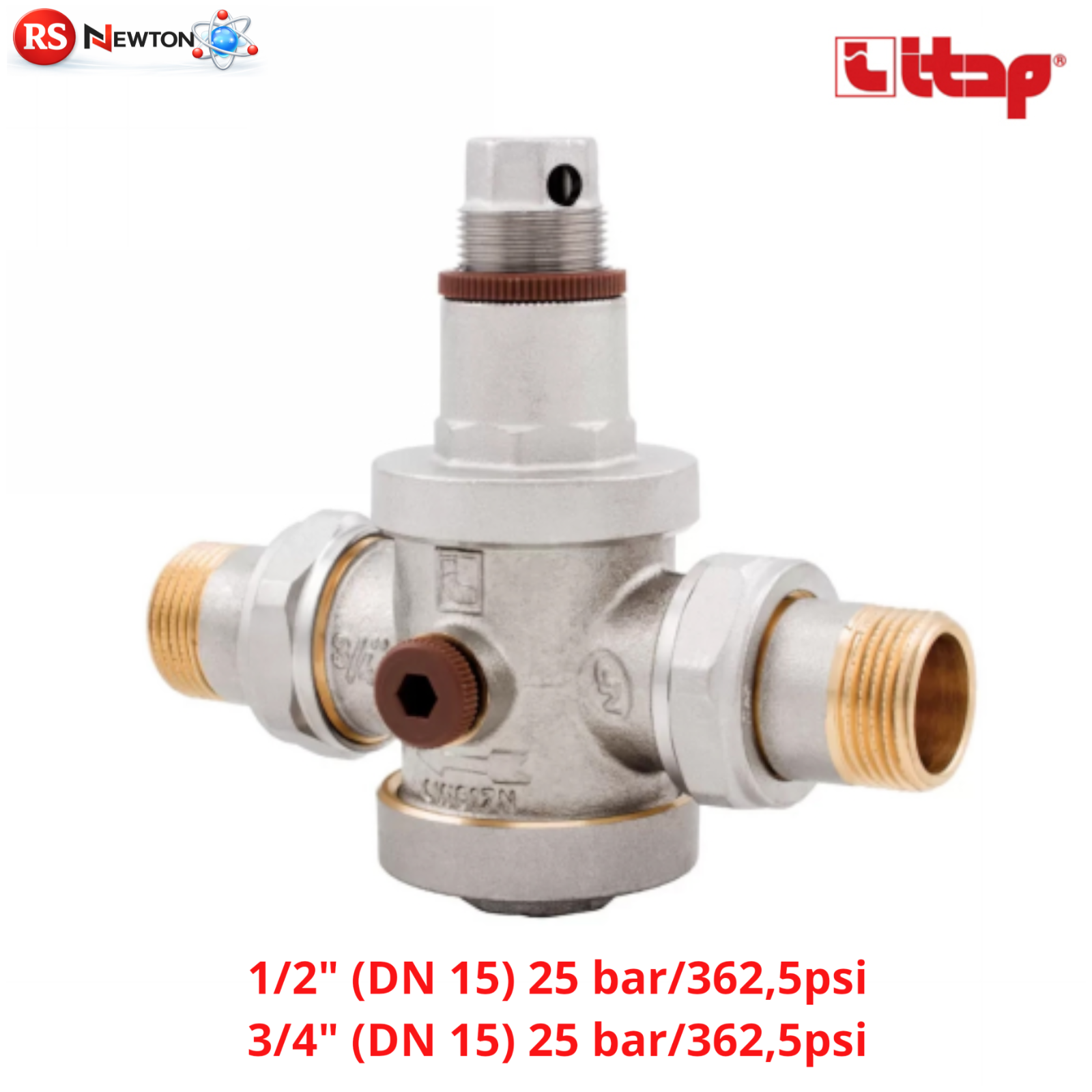 Riduttore Di Pressione Acqua Pesante In Ottone DN15 Attacco MM 1/2" 3/4" D.X