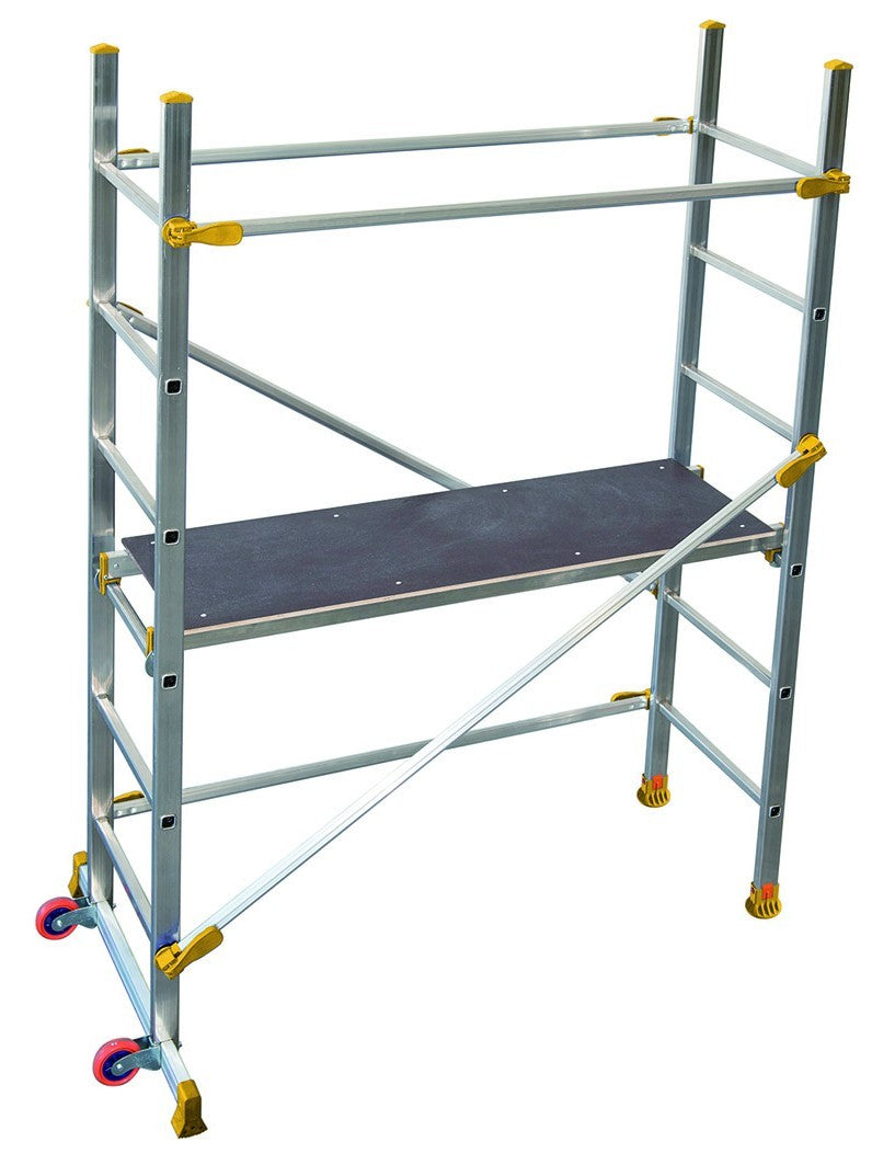 Trabattello Alluminio Smontabile con Ruote H 2,9 M Piattaforma 125x41cm 15Kg VBS