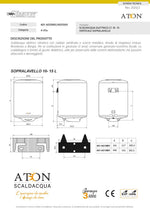 Scaldabagno Elettrico ATON 15 L Sopralavello Verticale Boiler Acqua Calda D.X