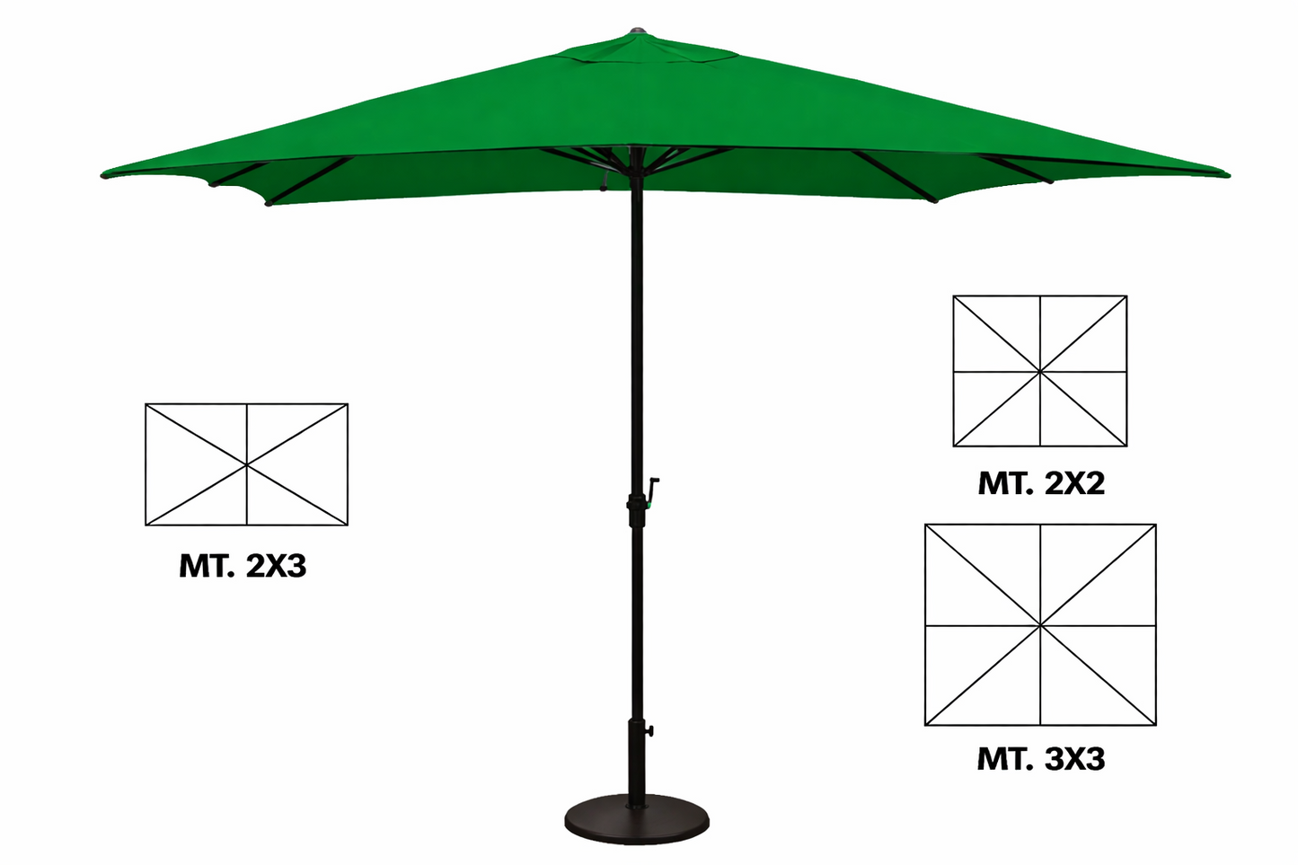 OMBRELLONE DA GIARDINO 2x2 2x3 3x3 in Metallo Con Manovella Top 160g Patio G.F