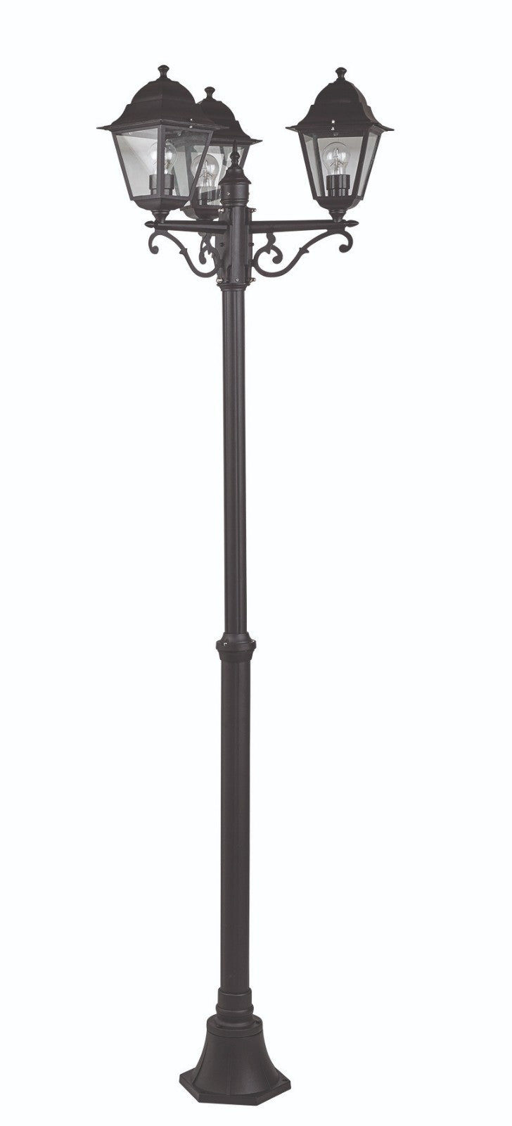 Lampione 3 Luci Lanterne CHARME Palo Telescopico H103-203cm Nero Giardino VBS