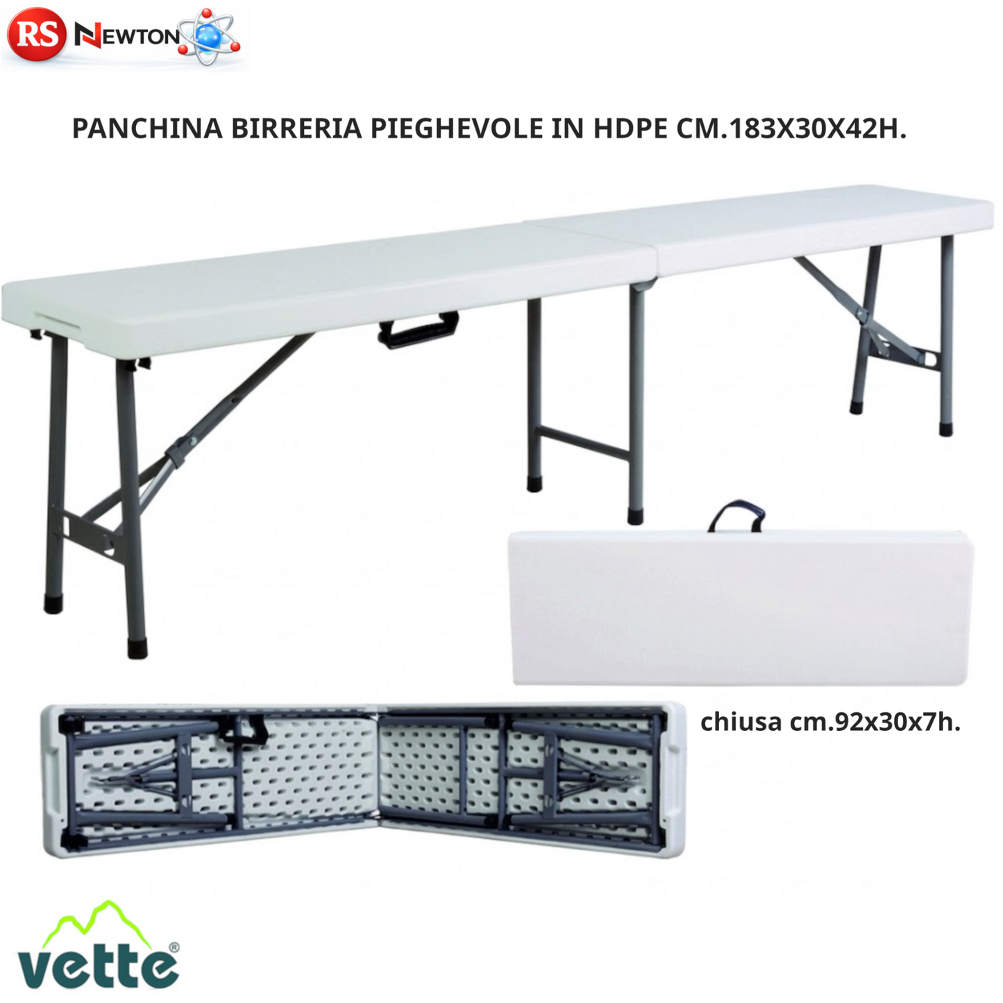 Tavolo Pieghevole Acciaio Set Birreria Panca Tavolino Da trasporto Bianco G.F