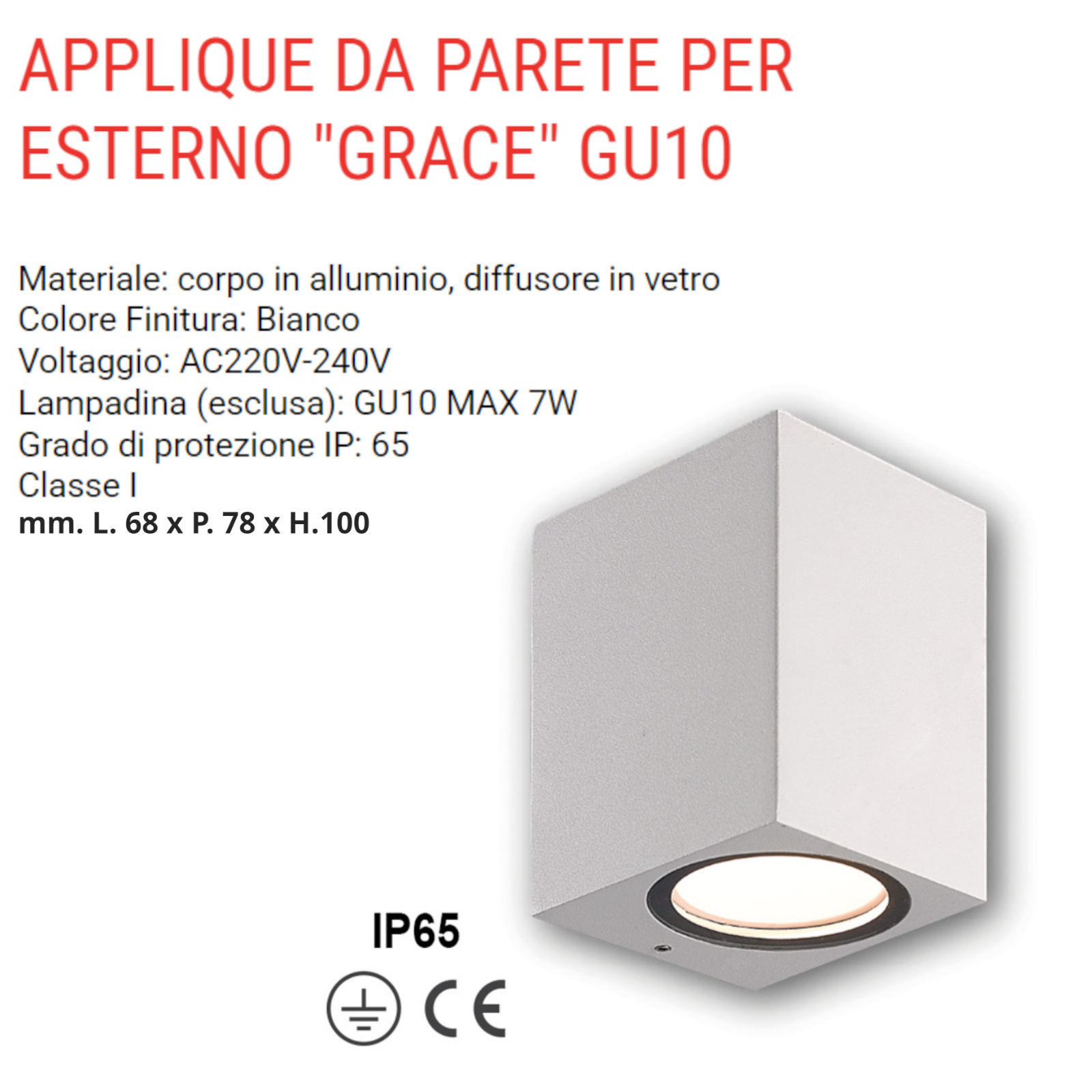 Plafoniera Led Esterno Faretto Luce a Parete Muro Lampada Applique Moderno VBS