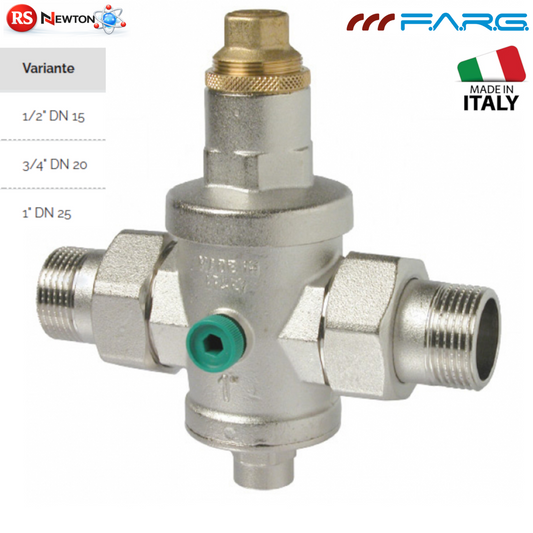 Riduttore Di Pressione FARG Con Sede INOX e Bocchettoni MM 1/2" 3/4" 1" D.X