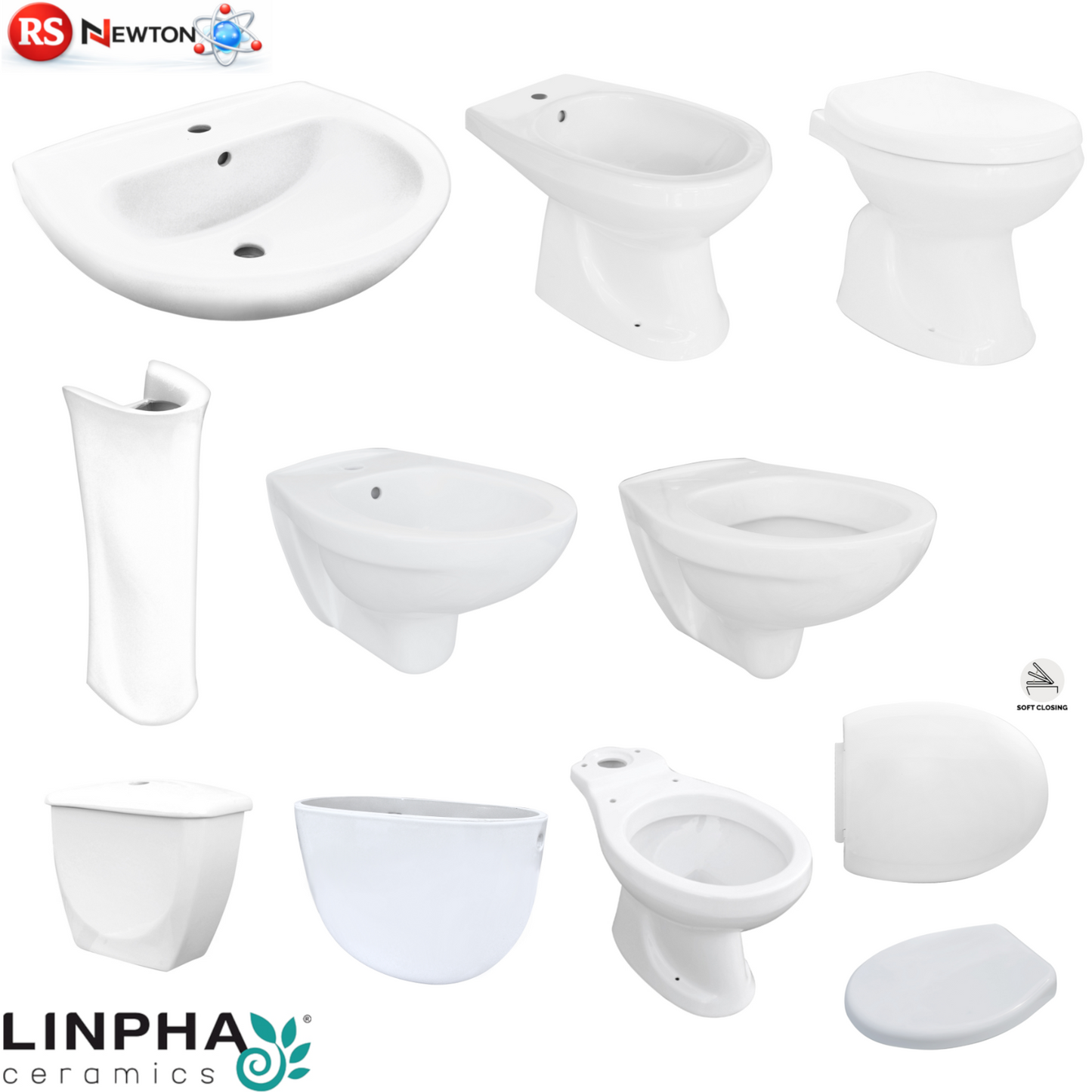 Lavabo Ceramica Bianco Lavello Vaso Bagno WC Bidet Colonna Cassetta LINPHA D.X