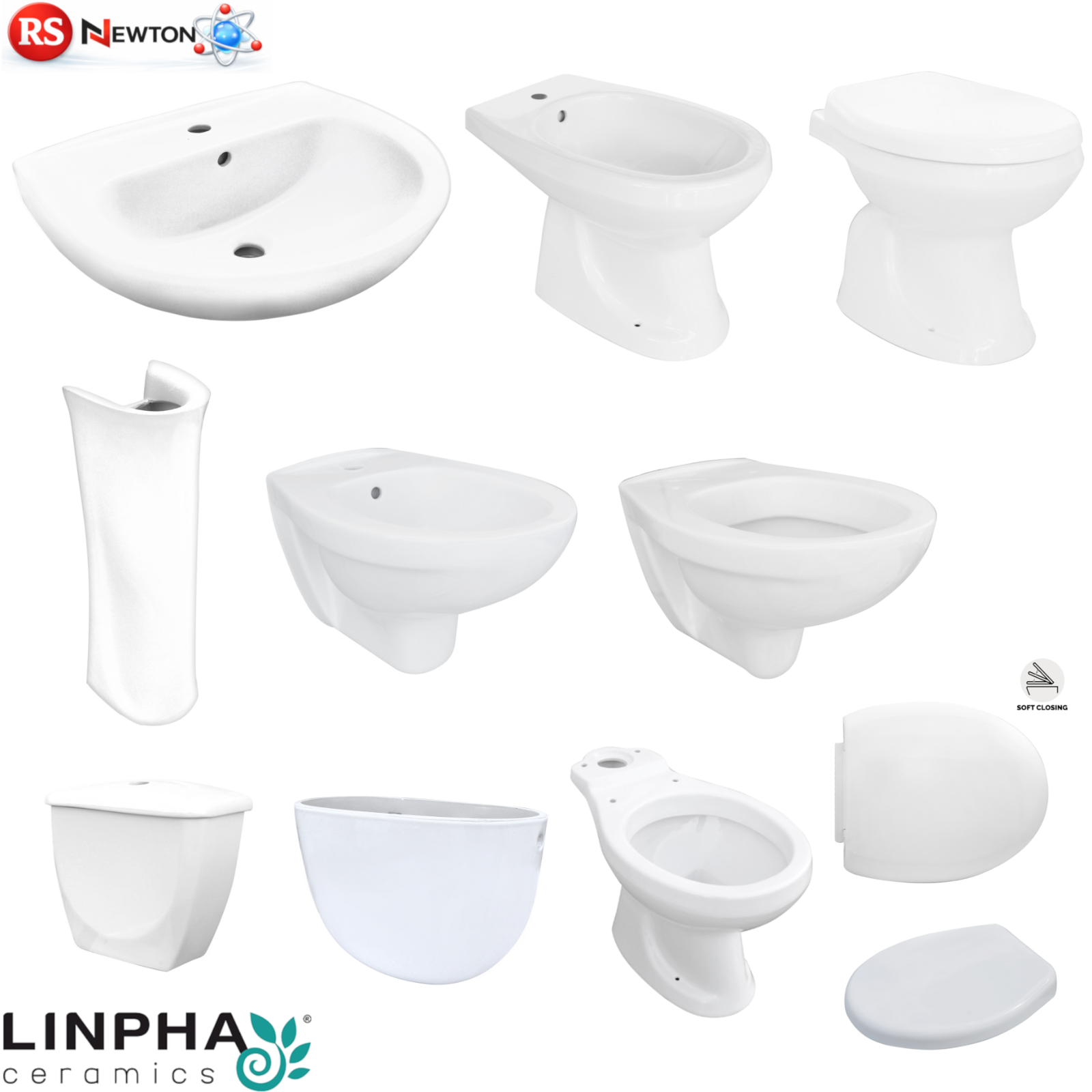 Lavabo Ceramica Bianco Lavello Vaso Bagno WC Bidet Colonna Cassetta LINPHA D.X